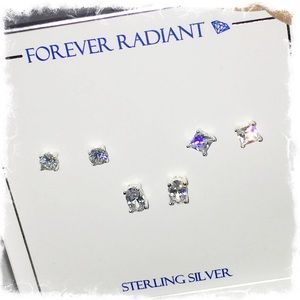 Forever Radiant SS925 3prs AA+ CZ Diamond Earrings